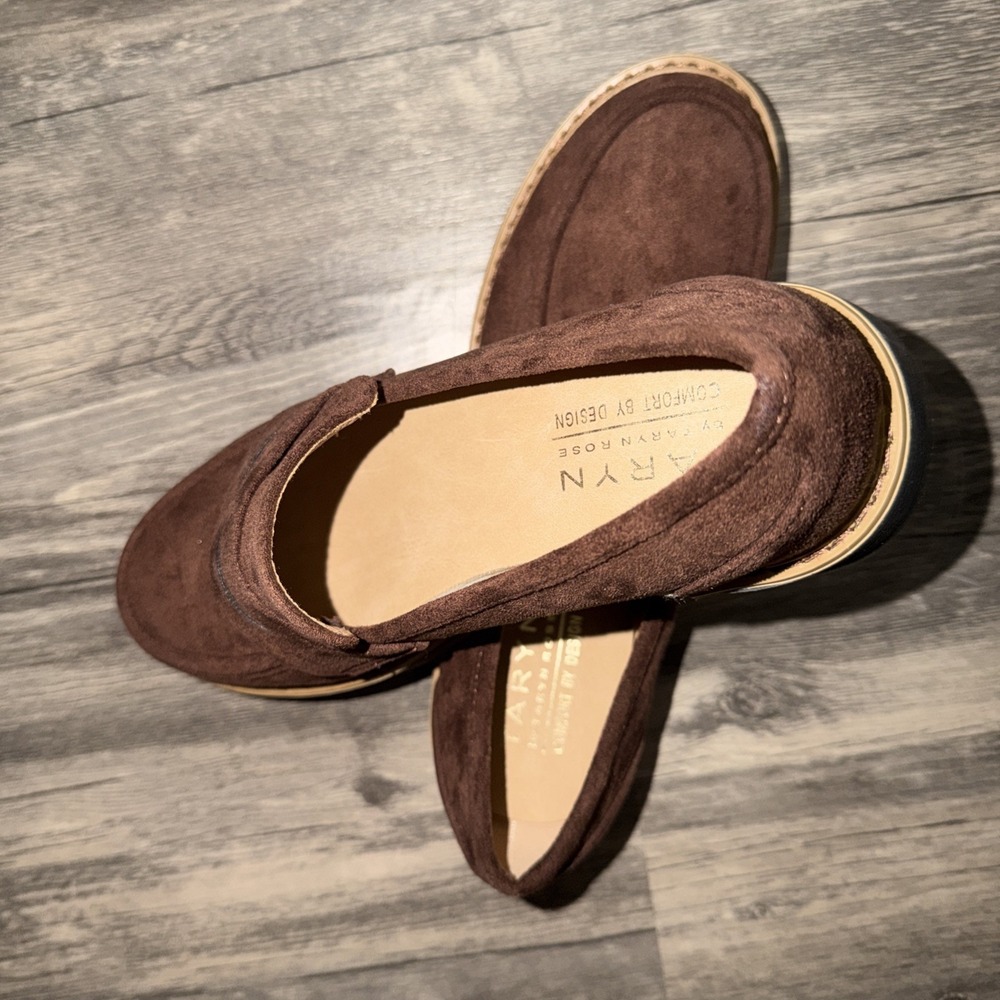 Taryn by Taryn Rose Penny Loafers Lug Sole 8.5 Brown Suede Slip On Comfort Shoe - Picture 6 of 9